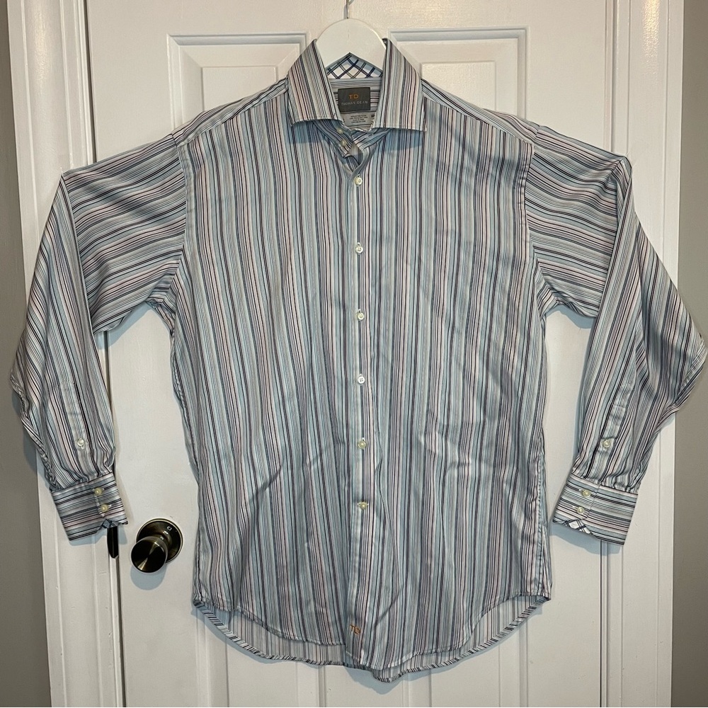 Thomas Dean | Striped Multicolor Button Down Shirt